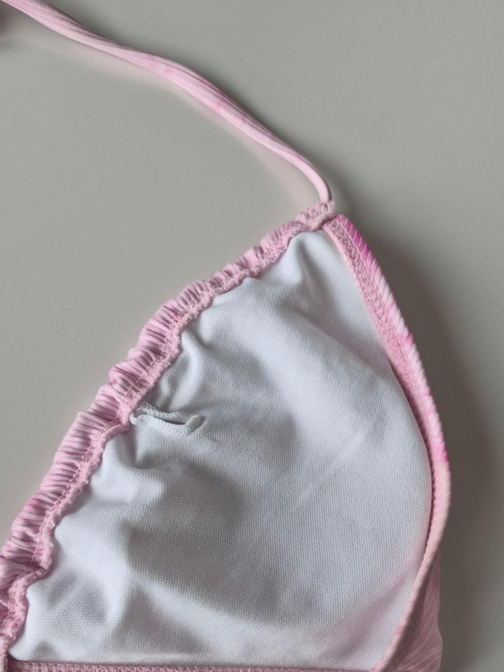 Light Pink Ribbed Triangle Bikini Top - Picture 4 of 5